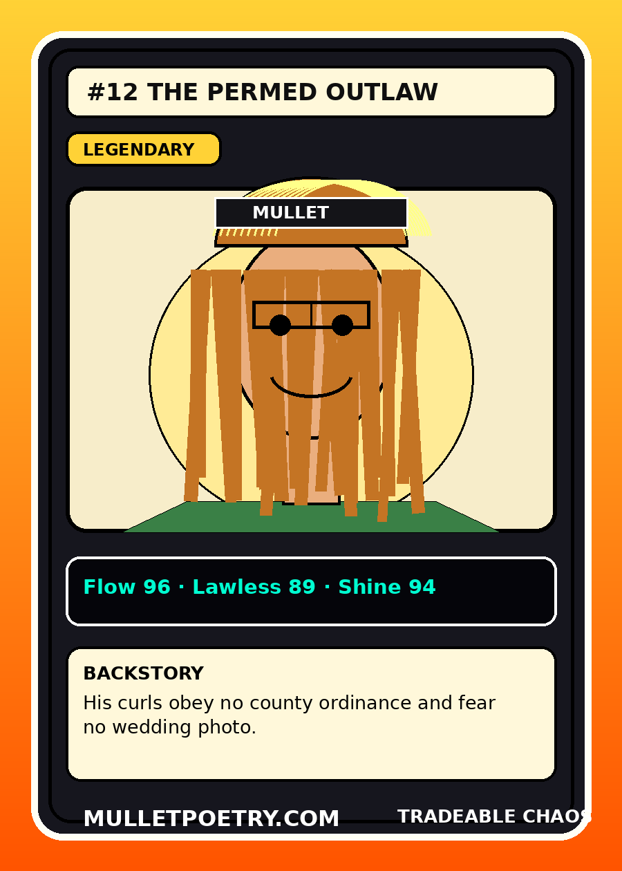 The Permed Outlaw trading card
