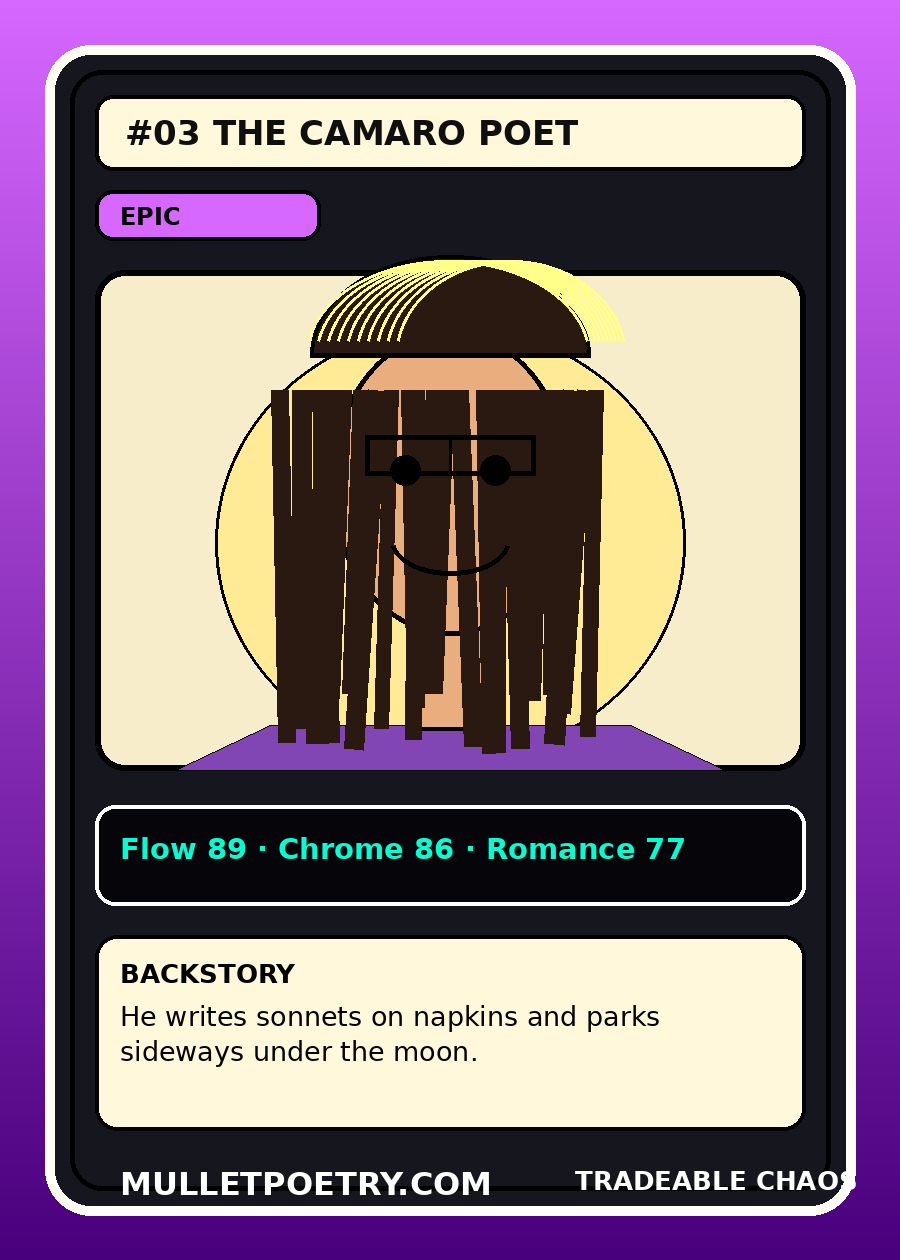 The Camaro Poet trading card