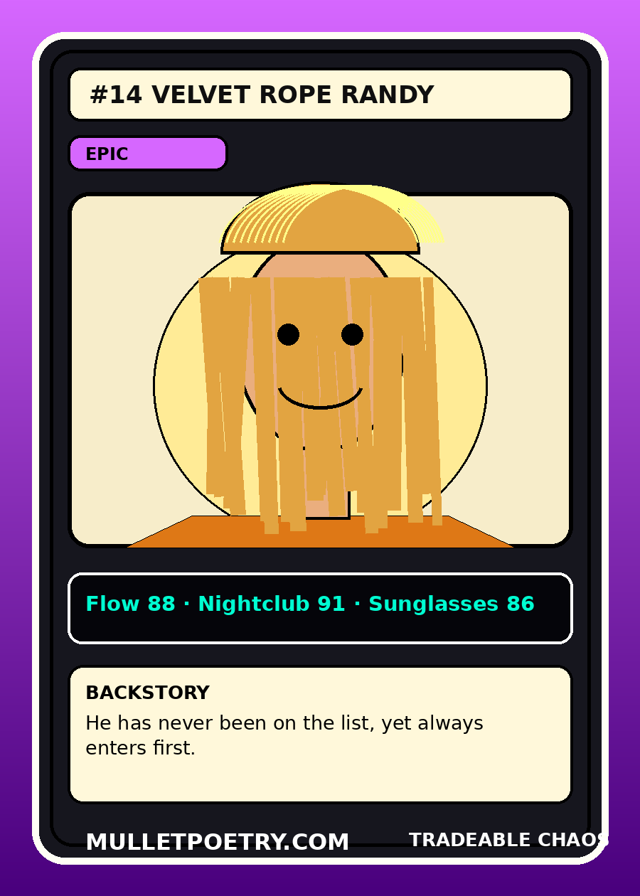 Velvet Rope Randy trading card